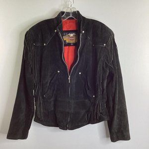 Harley Davidson Suede Fringe Biker Jacket SZ:M